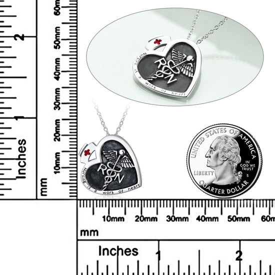 925 Sterling Silver Caduceus Necklace Nurse Necklace for Women Angel Nursing Necklace - onlyone