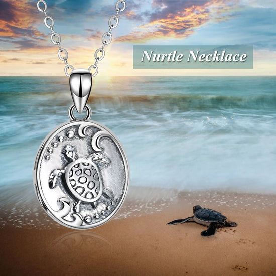 925 Sterling Silver Turtles Customizable Photo Necklaces - onlyone