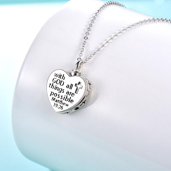 925 Sterling Silver Cross Urn Necklaces for Human Ashes of Love One Cremation Jewelry Gift - onlyone