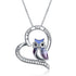 925 Sterling Silver Heart Owl Necklace - onlyone