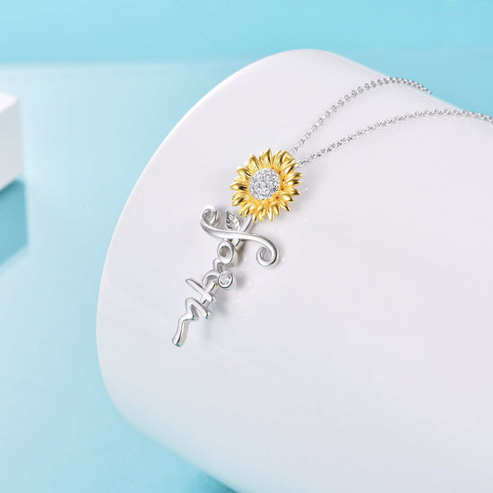 925 Sterling Silver Sunflower Faith Cross Necklace - onlyone