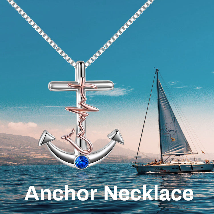 925 Sterling Silver Anchor Pendant Necklace Nautical Jewelry for Women Girls