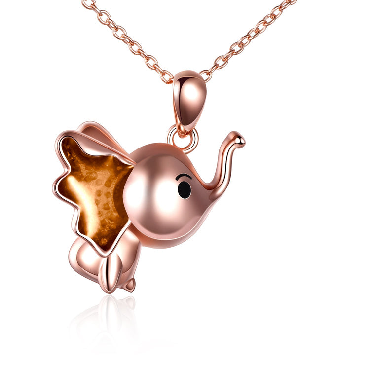 Sterling Silver Cute Elephant Necklace Good Luck Animal Dumbo Pendant Holiday Jewelry Gift for Girls Teens Elephant Lover