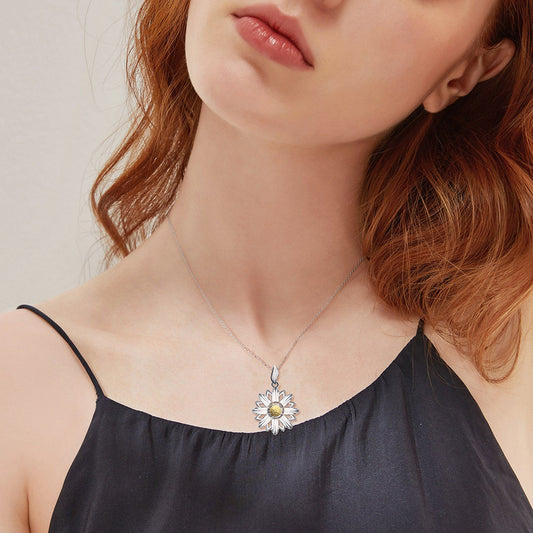 925 Sterling Silber Daisy Blume Anhänger Halskette