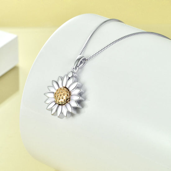 925 Sterling Silver Sunflower Open Locket Photo Pendant Necklace - onlyone