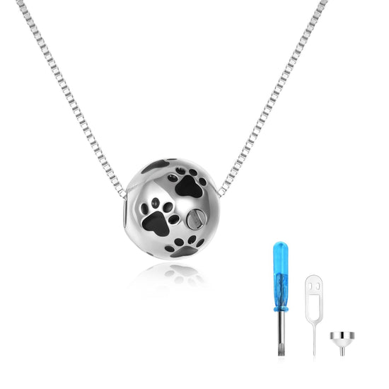 925 sterling silver spherical animal urns necklaces Cremation Jewelry for Ashes - onlyone