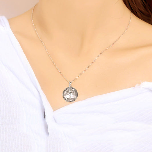 925 Sterling Silver Tree of Life Necklace Abalone Shell Tree of Life Pendant Necklace for Women Jewelry - onlyone