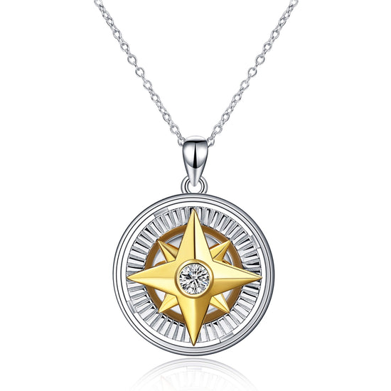 925 Sterling Silver Rotatable Compass Necklace - onlyone