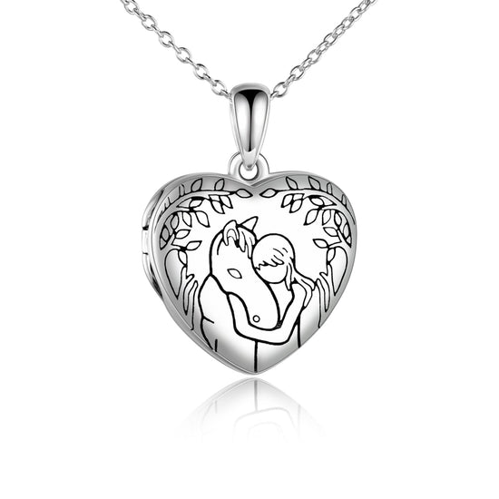 925 Sterling Silver Horse And Girl Photo Heart Locket Necklace That Hold Pictures Gift for Women - onlyone