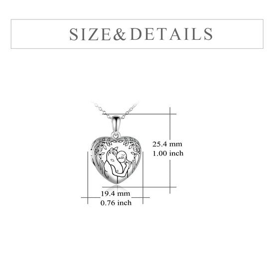 925 Sterling Silver Horse And Girl Photo Heart Locket Necklace That Hold Pictures Gift for Women - onlyone