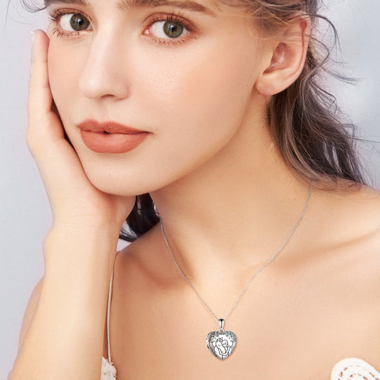 925 Sterling Silver Horse And Girl Photo Heart Locket Necklace That Hold Pictures Gift for Women - onlyone
