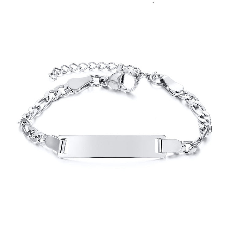 925 Sterling Silver Personalize Baby Name Bracelet Figaro Chain Smooth Bangle Link - onlyone