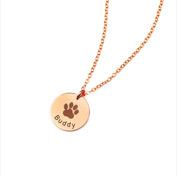 925 Sterling Silver Pet Paw Engraved Necklace Personalized Gift For Pet Lover - onlyone
