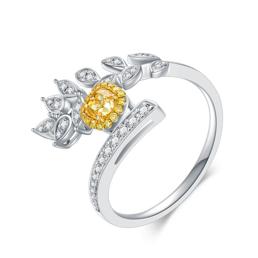 AU750 Leaf Ring Yellow Diamond Ring