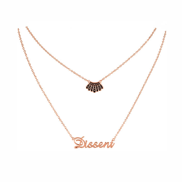925 Sterling Silver Ginsburg Dissent Collar Necklace With Personalized Name Multilayer Necklace