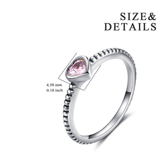 925 Sterling Silver Simple Heart Shaped Cubic Zirconia Ring - onlyone