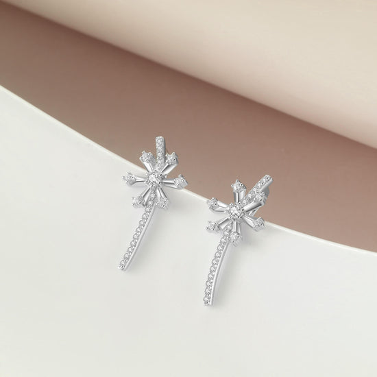 925 Sterling Silver Snowflake Ear Climber Crawler Cuff Earrings Snowflake Wrap Earrings Cubic Zirconia Christmas Gifts - onlyone