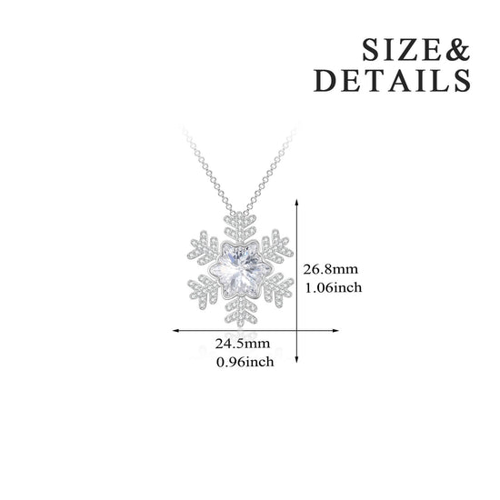 925 Sterling Silver Snowflake Necklace With Cubic Zircon Christmas Gift - onlyone
