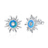925 Sterling Silver Sun Stud Earrings Blue Created Opal Earrings For Women - onlyone