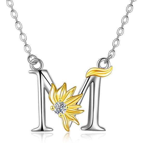 Sterling Silver Gothic Initial Pendant Necklace - A