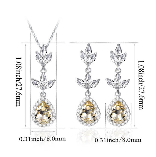 925 Sterling Silver Crystal Leaf Drop Dangle Earrings Bridal Party Gift - onlyone