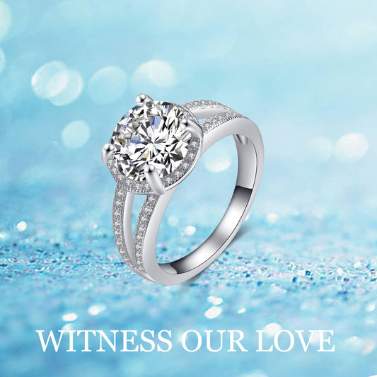 925 Sterling Silver Cubic Zirconia Flower Halo Ring - onlyone