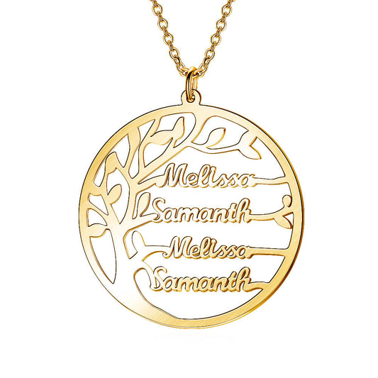 925 Sterling Silver Personalized Tree Of Life Custom Name Necklace Family Tree Pendant Necklace - onlyone