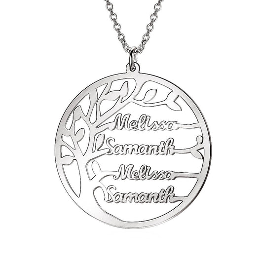 925 Sterling Silver Personalized Tree Of Life Custom Name Necklace Family Tree Pendant Necklace - onlyone