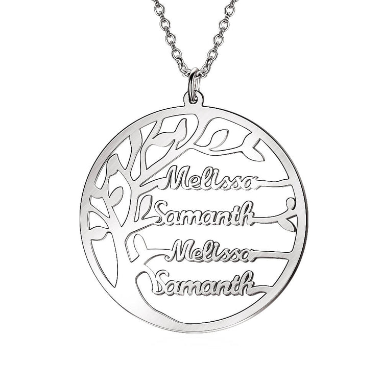 925 Sterling Silver Personalized Tree Of Life Custom Name Necklace Family Tree Pendant Necklace - onlyone