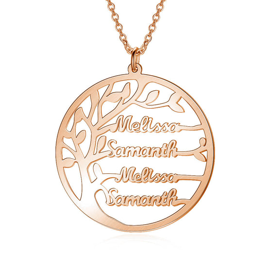 925 Sterling Silver Personalized Tree Of Life Custom Name Necklace Family Tree Pendant Necklace - onlyone