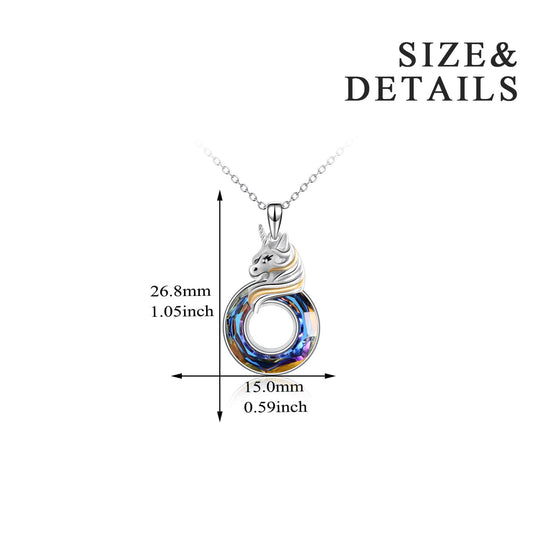 925 Sterling Silver Unicorn with Swarovski Crystal Pendant Necklace Gift For Girl - onlyone