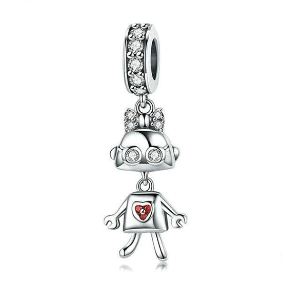 925 Sterling Silver Charms Bracelets Necklace Robot Pendant Jewelry Gift - onlyone