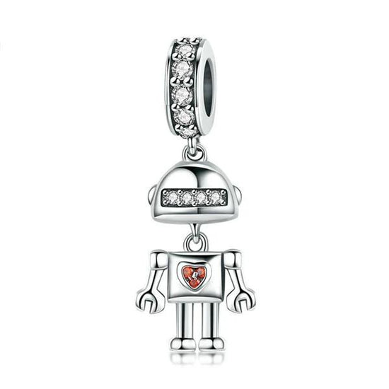 925 Sterling Silver Charms Bracelets Necklace Robot Pendant Jewelry Gift - onlyone