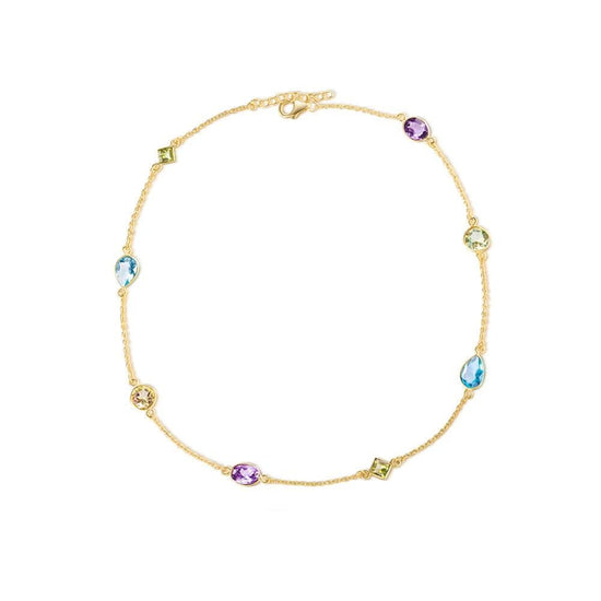 925 sterling silver shining topaz amethyst gemstone necklace handmade women's jewelry gift - onlyone