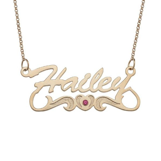 925 Sterling Silver Birthstone Signature Name Necklace Hailey style Nameplate Necklace - onlyone