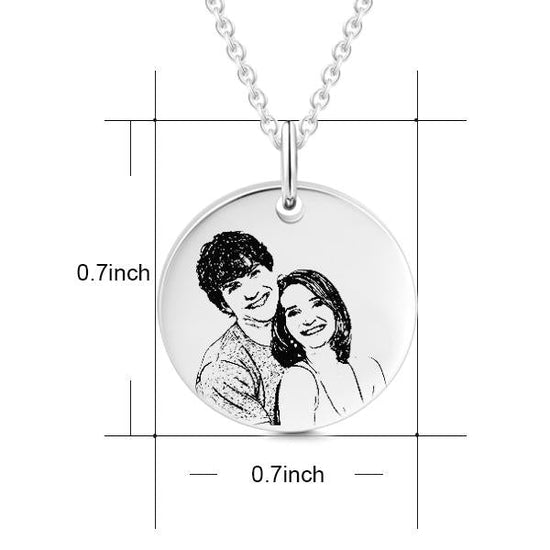 925 Sterling Silver Engraved Coin Photo Necklace Inspirational Gift - onlyone