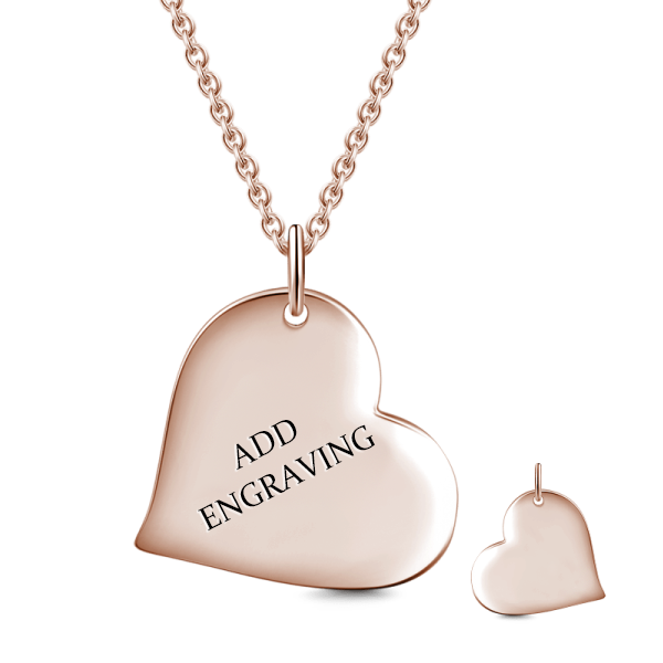 14K Gold Personalized Heart Engravable  Hang Tag Necklace Adjustable 16" - 20" - onlyone