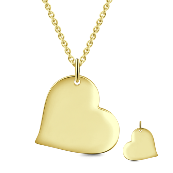 14K Gold Personalized Heart Engravable  Hang Tag Necklace Adjustable 16" - 20" - onlyone
