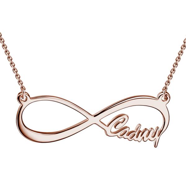 14K Yellow Gold Personalized Infinity Single Name Necklace Adjustable 16" - 20"  White Gold/Yellow Gold/Rose Gold - onlyone