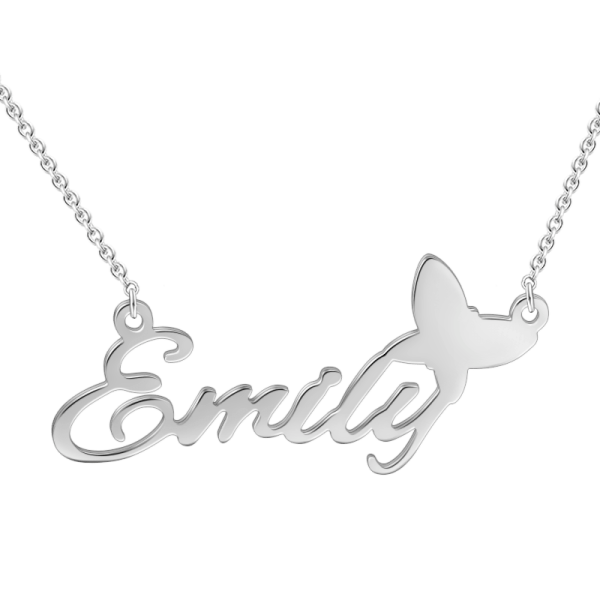 925 Sterling Silver "Emily" Style Custom Name Necklace Nameplate Necklace - onlyone