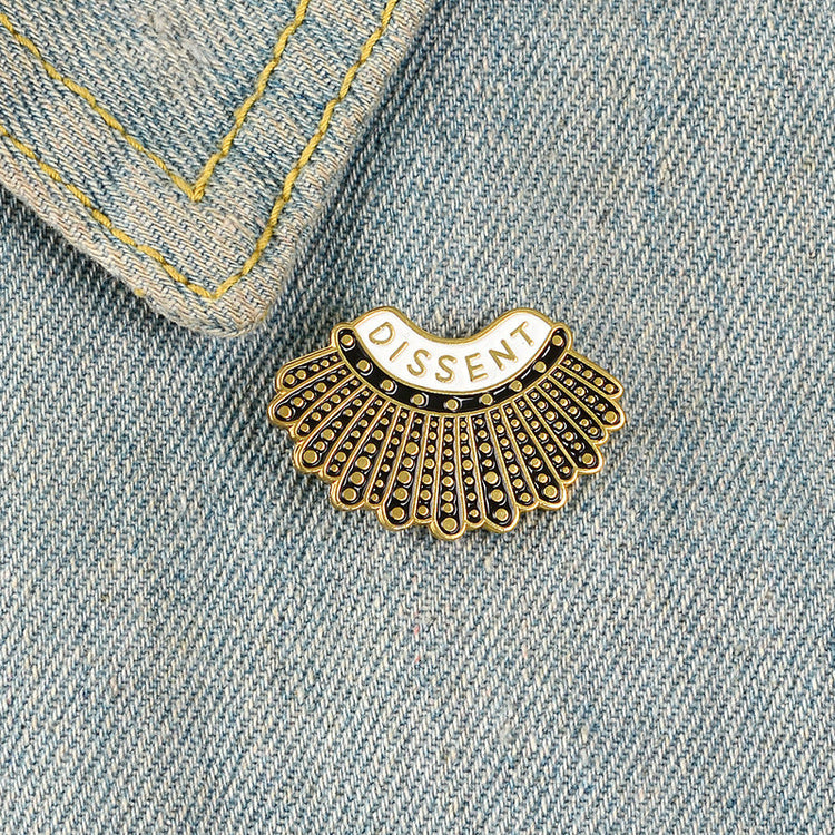 925 Sterling Silver Dissent Collar Stud Earrings/Brooch, Ginsburg Earrings/Brooch