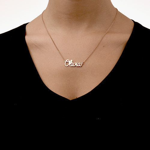 925 Sterling Silver Custom Cursive Chloe Name Necklace Nameplate Necklace - onlyone