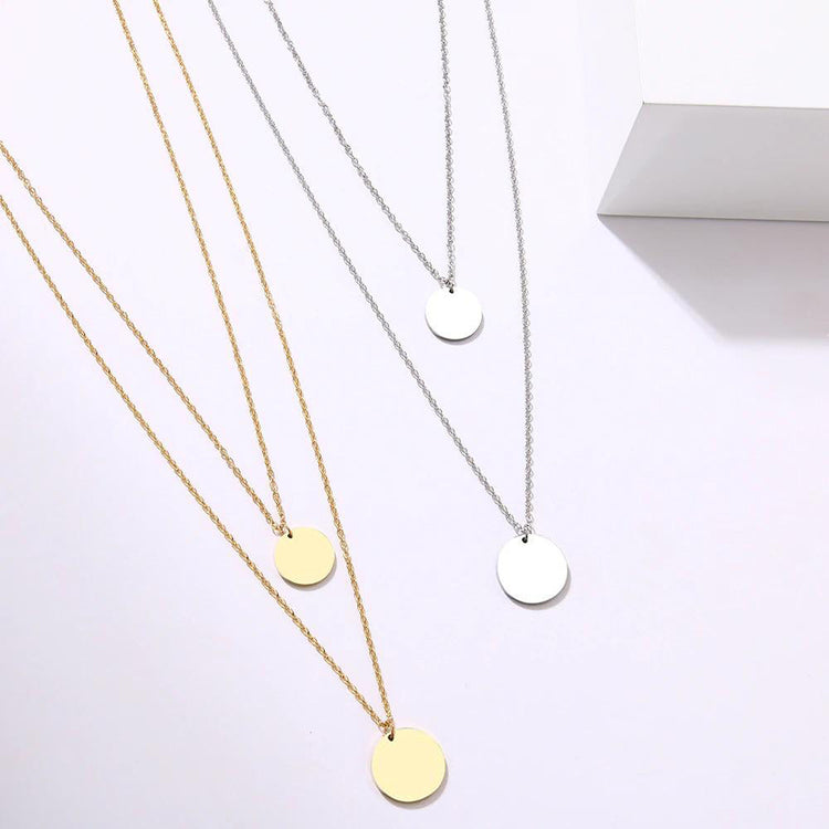 925 Sterling Silver Double Layer Coin Necklace, Minimalist Disc Necklace