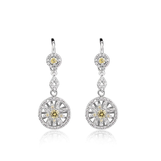 925 Sterling Silver Earrings With Rotating Inlay 3A Zirconia Snowflake Pendant - onlyone