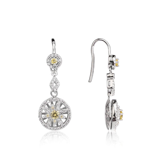 925 Sterling Silver Earrings With Rotating Inlay 3A Zirconia Snowflake Pendant - onlyone