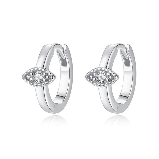 925 Sterling Silver Evil Eye Hoop Earrings - onlyone