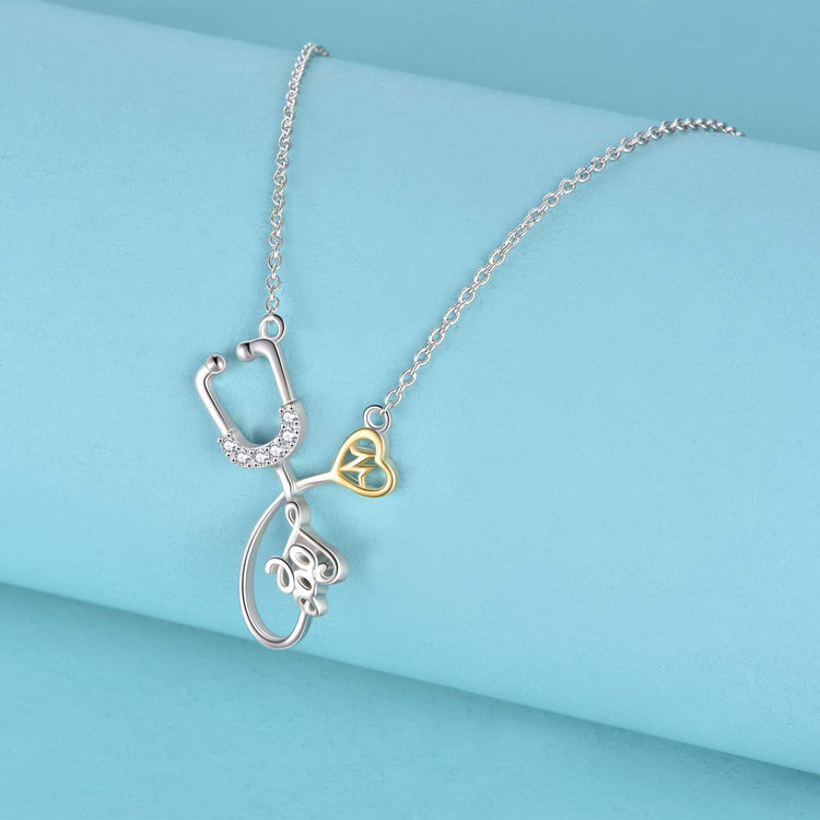 925 Sterling Silver Stethoscope Necklace