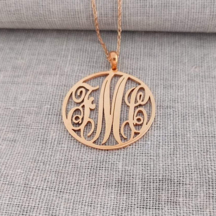 925 Sterling Silver Initial Monogram Necklace