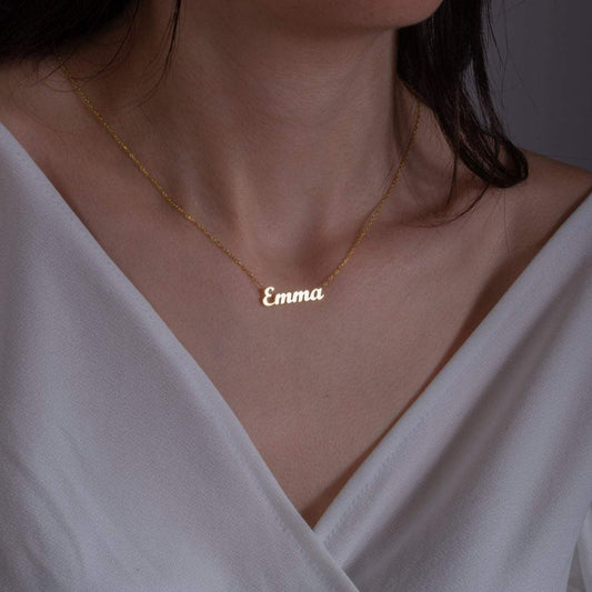 925 Sterling Silver Tiny Gold Personalized Emma Name Necklace
