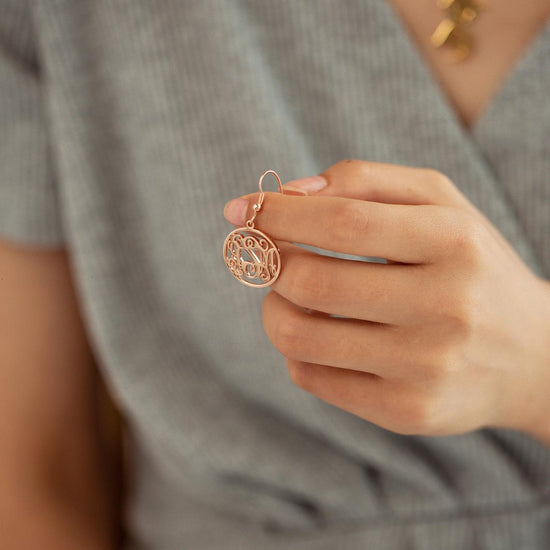 925 Sterling Silver Personalized Circle Initials Monogram Earrings - onlyone